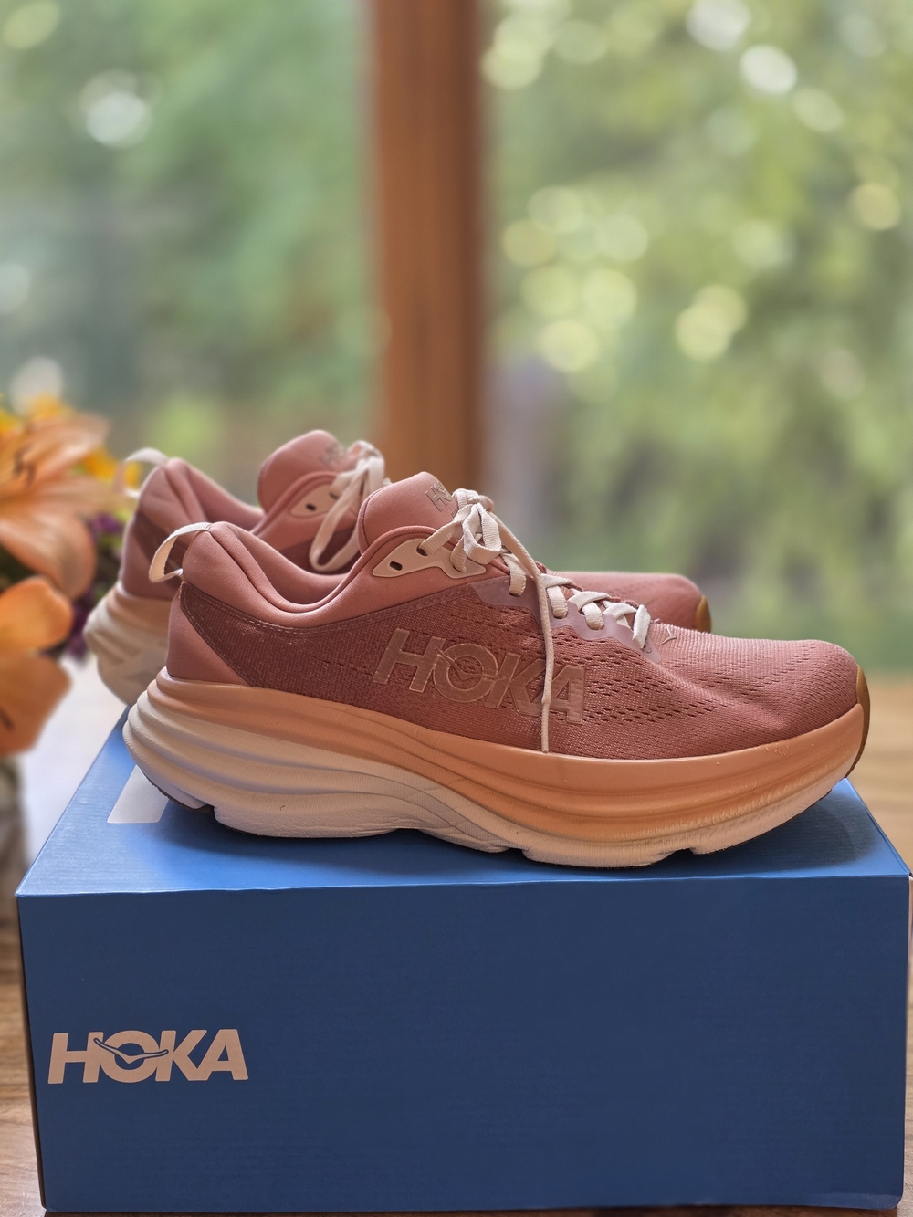 HOKA Bondi 8 Women's Running Shoes In Sandstone/Cream In US Size 10